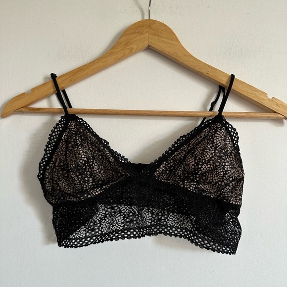 Victoria's Secret Other - Victoria’s Secret Black Lace Long Line Unpadded Bralette Size Medium EUC